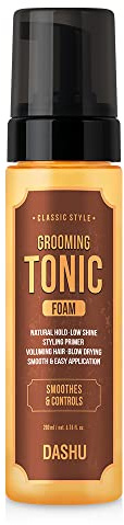 DASHU Schiuma Tonica Classic Style Grooming Fix & Gentle Hold, Primer Per Lo Styling, Tonico Per Capelli Heat Shield, Schiuma Per Lo Styling, Erogatore A Pompa Da 6,76 Fl Oz