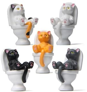 ARFUKA 5 Stück Katzen Deko Katze Figuren Statue Lustig Statue Deko Harz Skulptur Home Decor Schreibtisch Büro Home Dekoration Zubehör für Wohnzimmer Tierfiguren