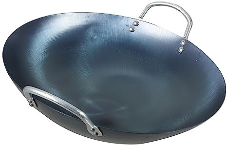 Garneck Multifunktionspfanne Eisen Wokpfanne Kochwok Bratpfanne Grillwok Traditioneller Wok Chinesischer Wok Mit Holzgriff Frittierpfanne Küchenbedarf Doppelgriff Spart Und Mühe Beim Trage