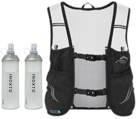Amagogo Trinkweste-Rucksack, Laufweste mit 2 Wasserblasen, Trinkbeutel, Trinkrucksack für Reitsport im Freien, Schwarz, l