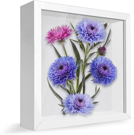 YJSDDNTY Suvenirs - Cornice portafoto profonda da riempire, 22 x 22 cm, 3D, 3 cm, ideale come regalo per foto, collage e bouquet da sposa, colore: bianco