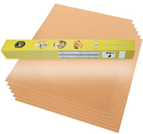 VCHOMY Juego de 6 alfombrillas de cobre para parrilla al aire libre, antiadherentes, reutilizables, almohadillas mate para barbacoa (cobre, 6 piezas)