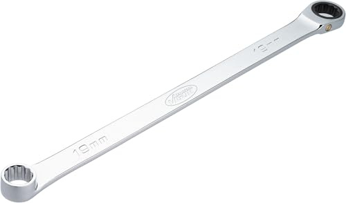 Vigor Ratschen-Ringschlüssel, extra lang, V7031-19, SW 19 mm, SW 19 | SW 19, verchromt, poliert, SW 19 mm, Länge 401 mm, 464 g, Schlanke Bauform, Schlüsselweite: 19 mm, Maße: 401 mm