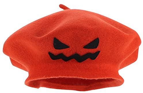 Holibanna Eleganter Orangefarbener Kürbis-barett- Glatt für Halloween-hexenkostüme