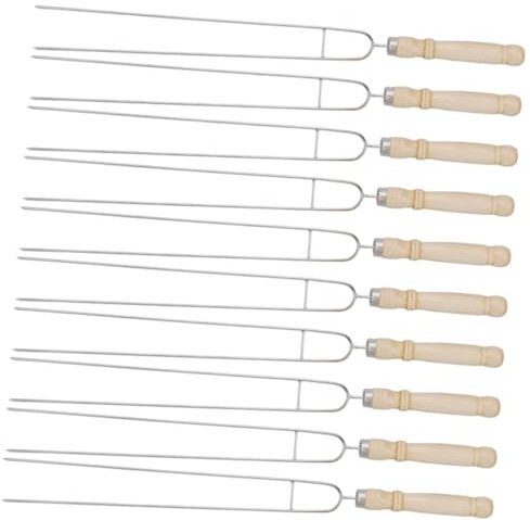 CIYODO Set 10 Spiedini in Riutilizzabili Per Barbecue Manico in Legno Spiedini Professionali Per Carne e Verdure Accessori Per Grigliate All'aperto