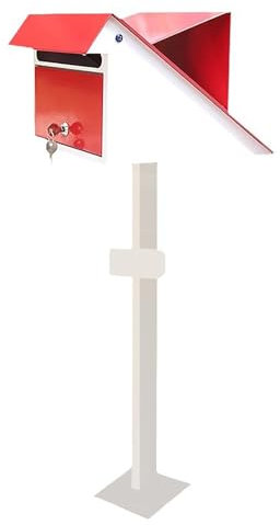 zxhrybh Briefkästen für Draußen, Briefkasten in Säulenform, Postkasten aus Metall mit Schloss, Innovativer Brifkasten aus Verzinktem Blech, (Red)
