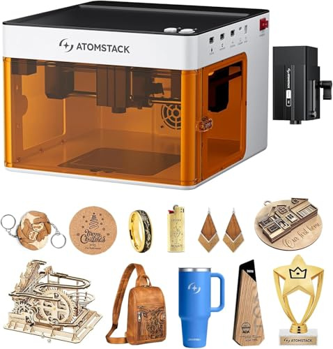 ATOMSTACK laser per incisione P1 5W, 10000 mm/min, taglierina laser unibody, diodo 5000mW, Plug Play per principianti fai da te legno/pelle/acrilico/metallo, macchina portatile per incisione laser