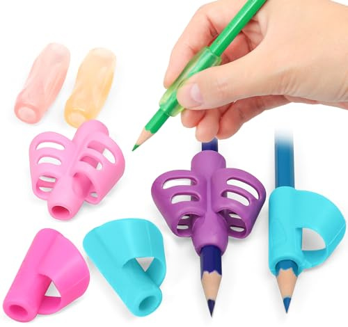 Tumurup Guide Doigts Écriture Enfant, 8 Pièces Silicone Aide Écriture Enfant Grip pour Crayon, Ergonomique Droitier Correction Posture, pour Fourniture Scolaire pour Devoirs & École