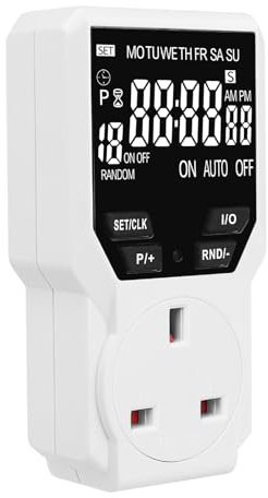 Jadeshay 13A UK Plug Countdown Timer Socket 10 ON OFF Programs AC230V Backlight Digital Display Programmable Plug-in Timer