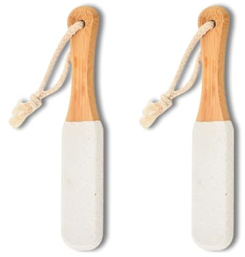 2 PCS Foot Scrubber Hard Skin, Pumice Stone Pedicure Rasp, &Foot File(White) - Ergonomic Wooden Handle,Foot Pumice Stone for feet,Removing Hard Dead Skin, Calluses & Cracked Heels.