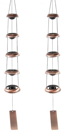 Ausi Campana de viento de cinco capas conmemorativa de templo, carillón de viento para regalo Feng Shui para decoración exterior en el patio.