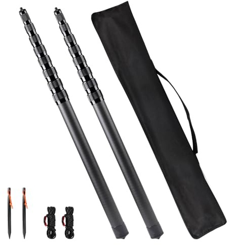lalago 2er Set Kohlefaser Zeltstange Teleskop, Verstellbares Teleskopstange für Zelte, Ultraleichte Ultrastarke Markise Stangen, Teleskopierbare Zeltstangen, Sonnensegel Stange für Camping