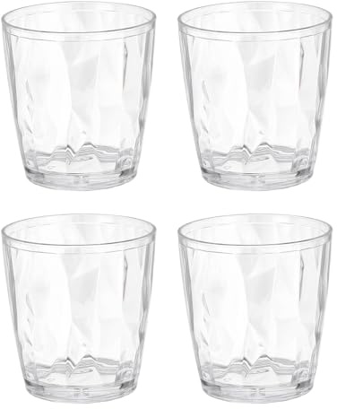 QUARKZMAN 4 Vasos De Plástico Para Beber 7.1oz Para Hogar Transparente | Vasos Irrompibles Reutilizables Apilables, Oficina Exterior Cerveza Cóctel Agua Jugo Whisky