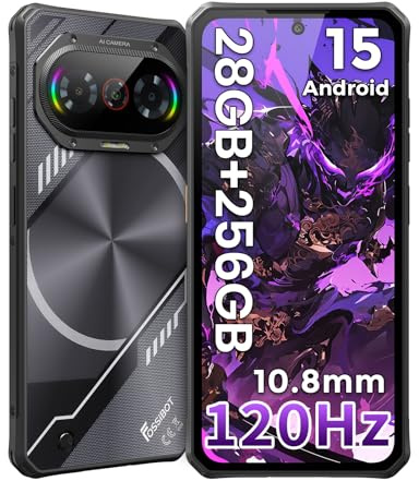 FOSSiBOT F114-120 Hz+6.67 Corning Glass Outdoor Handy Android 15 | 28GB+256GB/2TB Ultra-Dünn 10.8 mm Outdoor Smartphone Ohne Vertrag,50MP Kamera, 5000mAh, Gemini AI,NFC/IP68/IP69K,Dual SIM 4G