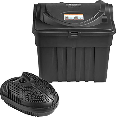 Swell UK Pond Filter Box Premium 6,000 & 1,500 L/H Pump with Strainer Casing | Includes 9w UV Clarifier for Greenwater & Algae | Biological & Mechanical Media and Built in Cleaning Mechanism