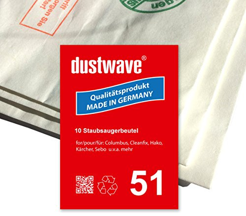 10 Staubsaugerbeutel passend für Kärcher CW 50 / CW50 Staubsauger - dustwave® Markenstaubbeutel - Made in Germany