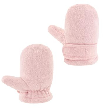 RAOEXI Toddler Infant Winter Mittens Lined with Fleece Easy-on Baby Boy Girls Warm Gloves Outdoor (A-Pink, M (1-2 Years))