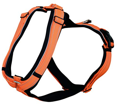 Sprenger Y-Geschirr reflektierend I gepolstert mit weichem strapazierfähigen Neopren I fellschonend und ergonomisch angepasst | neon orange, XL