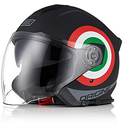 ORIGINE Casco Jet Moto 3/4 Aperto con Doppia Visiera Adatto per Scooter Omologato ECE (Italy 2.0 Matt Black,S)