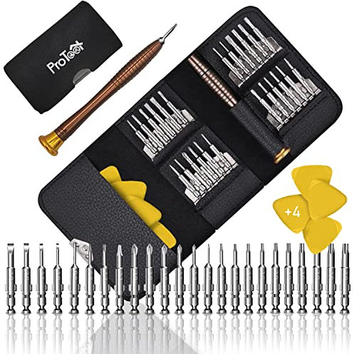 ProTool Set Mini Cacciaviti Precisione 29 in 1 Professionale, Kit riparazioni smontaggio per Occhiali, Orologio, iPhone, iPad, Smartphone, PC,Laptop, Tablet,Elettronica, 4 leve gratis