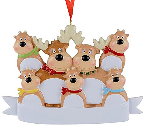 Wilitto Personalisierte 2021 Familie Weihnachtsanhänger, Elch Hirsch Weihnachtsdekoration, 2021 Weihnachten Feiertagsdekoration, Weihnachtsbaum Anhänger 6