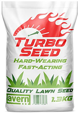 Avern Turbo Grass Seed 1.3KG, Fast Growing Lawn Seed, Hard Wearing Grass, Dog Friendly, Can Germinate as Quick as 7 Days, Ideal for Overseeding or New UK Gardens (1.3KG, Upto 78 sqm Coverage)