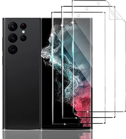 UEEBAI Paquete de 3 protectores de pantalla para Samsung Galaxy S22 Ultra 5G, [cobertura completa] película protectora ultrafina suave premium sin burbujas y antiarañazos - HD transparente