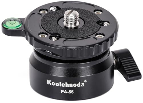 Koolehaoda PA-55 Tête de Nivellement pour Appareil Photo, Aluminium Fraisé CNC Base de Nivellement avec Filetage de 1/4 et Niveau à Bulle décalé,Charge Max 10kg