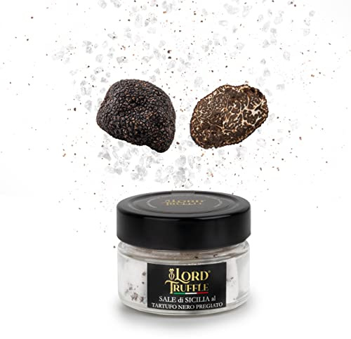 Lord Truffle | Sal de las Salinas de Sicilia con Trufa Negra Italiana 120g, Sal de Trufa Gourmet con Trufa Negra Real, Condimento para Primeros y Segundos Platos, 100% Italiano
