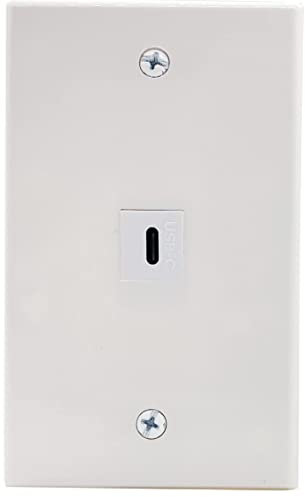 Halokny USB-C Wall Outlet - 1 Port USB Type C Keystone Jack Wall Plate for Charging, Display, Data Transfer - White