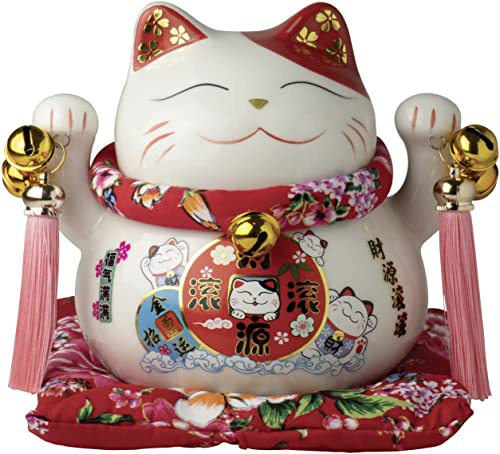 JADE TEMPLE Porzellan Spardose Maneki Neko, weiß