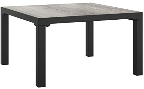 vidaXL Loungebord grå 55x55x31 cm DPC och stål, terrassbord, bord, matbord utomhus, middagsbord, matbord, utemöbel, utemöbler, trädgårdsmöbel