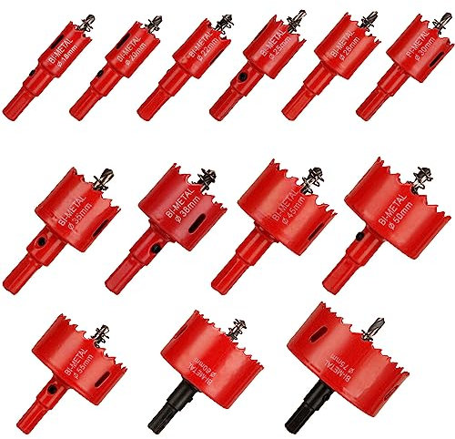 GOYADA 13 Pcs Hole Saw Set, 18mm-75mm, Bi-metal M42 Cutter Kit With Centring Drill Bit for Wood, Plastic, Metal Sheet, Drywall