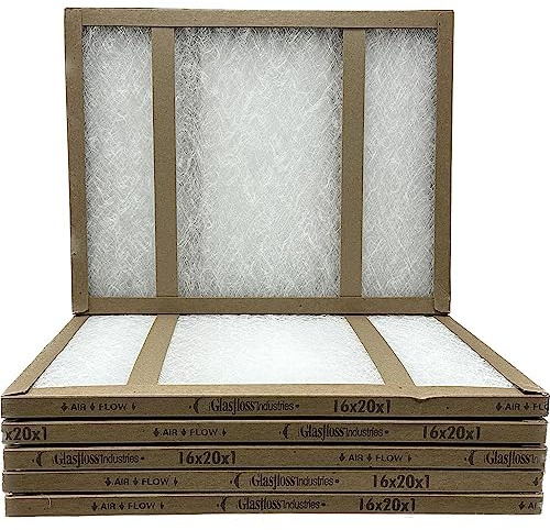 16x20x1 Fiberglass Air Filters, 6-Pack, AC & Furnace, Glasfloss