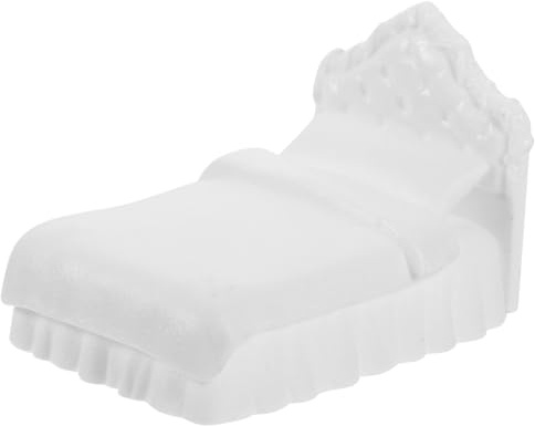 ibasenice Miniatur Puppenhaus Einzelbett 1:25, Vintage Mini Bett Modell (8x5,4x5,1cm) für Schlafzimmer Dekoration, Realistische Puppenhaus Möbel Zubehör für DIY Mikrolandschaft, Weiß