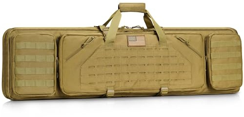 CVLIFE 42 Soft Rifle Case Double Long Gun Bag,with Lockable Zipper and Backpack Strap,Rifle Backpack Rifle Bag Gun Case for Outdoor Hunting Shooting Range, Flat Dark Earth