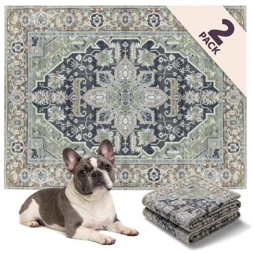 Lovewag Hundetrainingspads, waschbare Haustier-Urinierunterlagen für den Innen- und Außenbereich, große Größe (91,4 x 121,9 cm) (Pfeil Salbei, Waldtaupe (2 Stück)