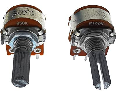 Potentiometer, Drehpotentiometer, 10 Stück RK16 20 mm Drehregler 50 K 100 K 50 KBX2 100 KBX2 Audio-Lautstärkeregler Potentiometer WH148 (Größe: 100 K Ohm) (Farbe: 50 K Ohm) (Color : 100k Ohm)