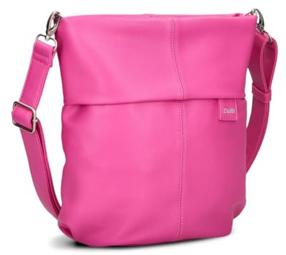 Zwei Damen Handtasche Mademoiselle.M M90 Umhängetasche 6 Liter klassische Crossbody Bag, weiches Kunstleder, Schulter-Tasche inklusive zweitem kurzen Gurt (pink)