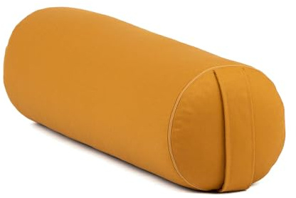 Bodhi | Yoga Bolster ECO | 100% Bio-Baumwolle | Yogarolle mit Bio Dinkelfüllung | Waschbar | Yogakissen rund für Restoratives Yoga Übungen | Groß 65 x 20 cm