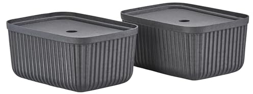 Zone Denmark Pulp Aufbewahrungsboxen mit Deckel – Boxen Aufbewahrung – Stabile Kisten aus 100% Recyclingmaterialien – 2 Stück – 32 x 23 x 15 cm – Schwarz