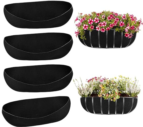 Vliesstoff Pflanztasche, 4 Stück Pflanze Wachsende Tasche Liner Stoff Hanging Plant Liner Runde Pflanzer Liner Nicht Gewebte Filzliner Ersatzeinsätze für Hängende Körbe im Freien Pflanzen (36in)