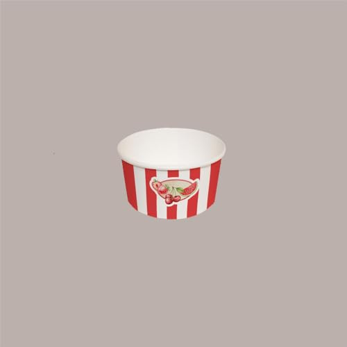 Lucgel Srl Becher Eisbecher Papier 60cc - Baby Grafik Fruits & Stripes Rot, Zellulosefaser 100%, recycelbar - 250 Stück -