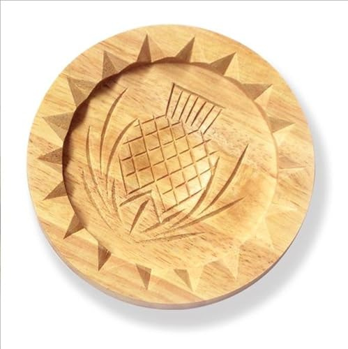 Couthie Shortbread Pan Wooden Thistle Highland Cow Print Cooking Backing Item Housewarming Gift Stamp 5 x5 and 7 x7 (Thistle 7 x7), Medium