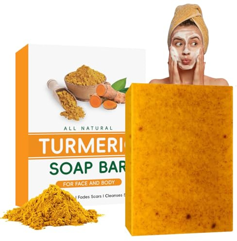 Turmeric Soap Bar - Tumeric Kojic Acid Soap for Cleansing - Natural Soaps for Face & Body - Men Soaps for Improvimg Dark Spots - Moisturizing & Firming Skin (100g)