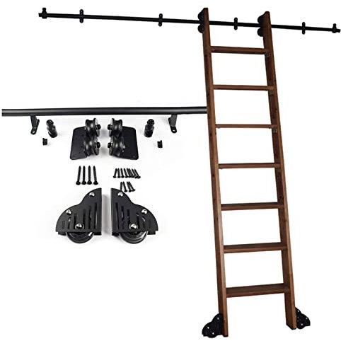 Bibliothek Schiebeleiter Hardware-Kit 1 m runde Schiene/Schiene mit Bodenrollenrädern Mobile Leiter Schienen-Kit
