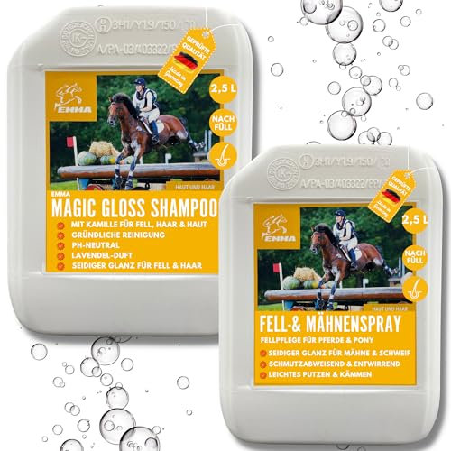 Mähnenspray Pferd & Pferde Shampoo Kamille Pferdepflege-Set 2x2,5ml I Pferdeshampoo I Schweifspray für Pferde Mädchen Geschenk I Hundeshampoo gegen Geruch für irritierte Haut I Fellpflege Hund Pferd