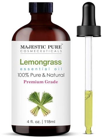 MAJESTIC PURE Lemongrass Essential Oil | 100% Pure and Natural | Premium Grade Essential Oils for Hair Care, Home Diffusers, Skin, Aromatherapy, Massage and Humidifiers | 4 Fl Oz