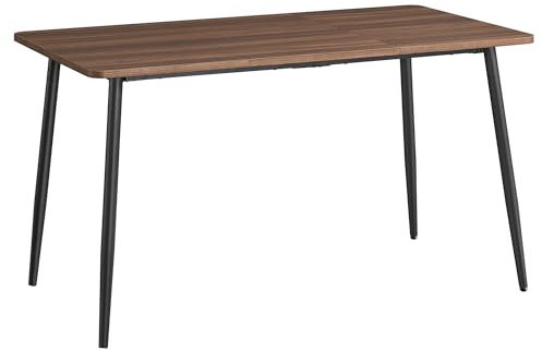 VASAGLE Esstisch, Esszimmertisch, Küchentisch, für 4-6 Personen, Landhausstil, hitzebeständige Oberfläche, einfache Montage, 75 x 140 x 75 cm, naturwalnussfarben-tintenschwarz KDT100K02