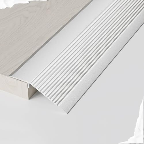 Robustes Übergangsprofil Alu Türschwellenrampen Höhenausgleich 8-30mm, Rutschfester Böden Übergangsleiste Abschluss Anpassungsprofil für Fliesen Laminatböden Schweller(Silver,90CM/35.4IN)